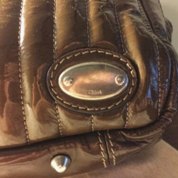 Chloe Patent Leather Bay Bag in Olive-Brown - Picture 7 of 8